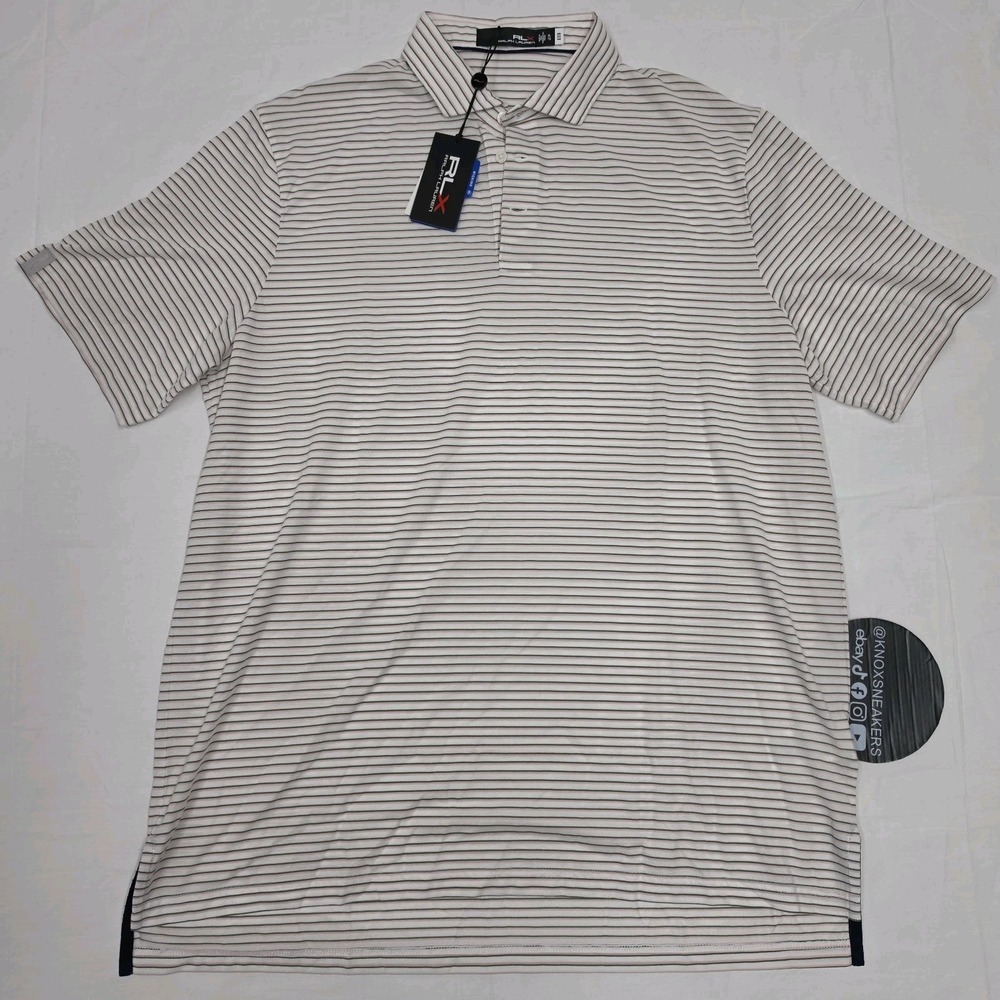 RLX Ralph Lauren Performance Golf Polo White Pink Striped Mens XL 785882896003